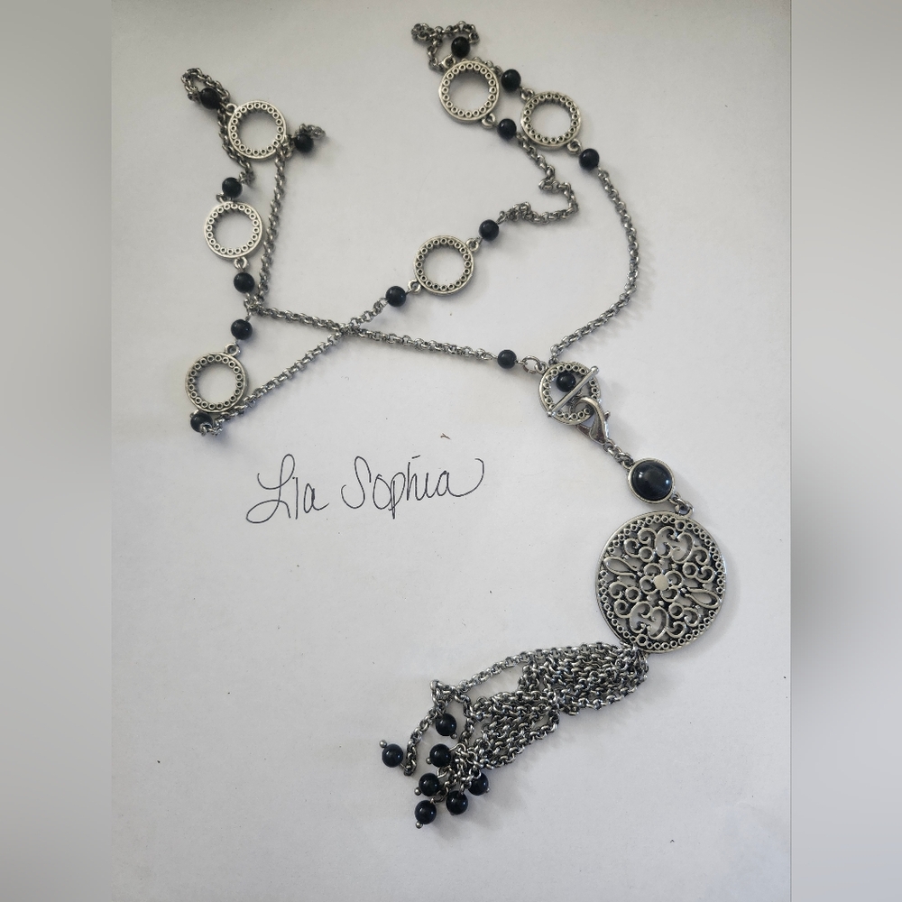 LIA SOPHIA Long Silver Necklace